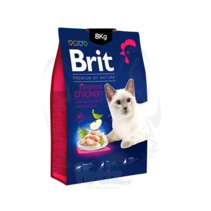 Brit Premium Chat Stérilisé Chicken 8 kg – Gestion du Poids – Santé des Voies Urinaires – Digestion Améliorée – Soutien Immunitaire