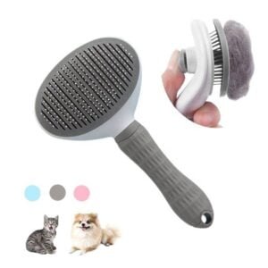 Brosse Bouton de toilettage pour chiens, chats, lapins et chevaux, 20 x 10,5 cm rétractable, facile à nettoyer, ergonomique en acier inoxydable.