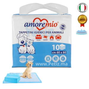 AMORE MIO Tapis hygiéniques pour Toilettage et Apprentissage Propreté des Chiots Chiens et Chats jetable Super Absorbant 60x60cm