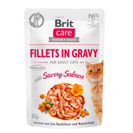 Brit Care Pochons Pour Chat Savory Salmon (Saumon) in Gravy 85 G