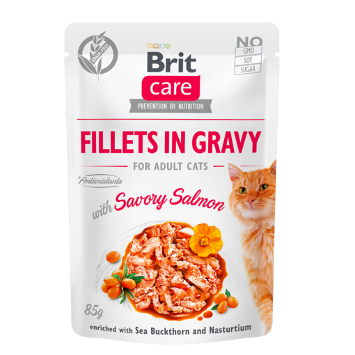 Brit Care Pochons Pour Chat Savory Salmon (Saumon) in Gravy 85 G