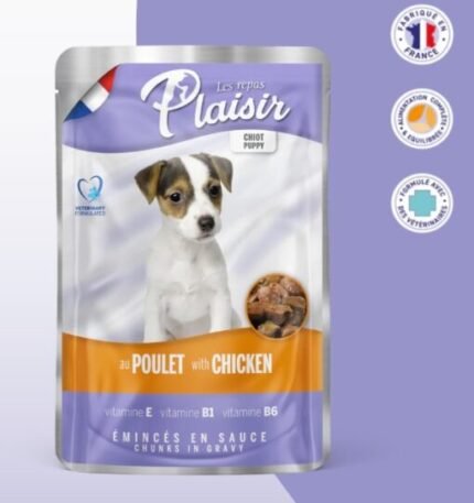 Sachet fraîcheur 100g d’émincés au POULET en sauce (chiot)