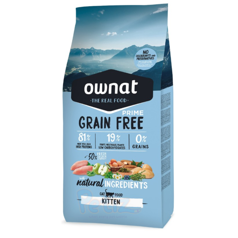 Ownat Grain Free Kitten Croquettes Sans Céréales pour Chaton – Alimentation Naturelle Riche en Viande Fraîche Poulet & Dinde