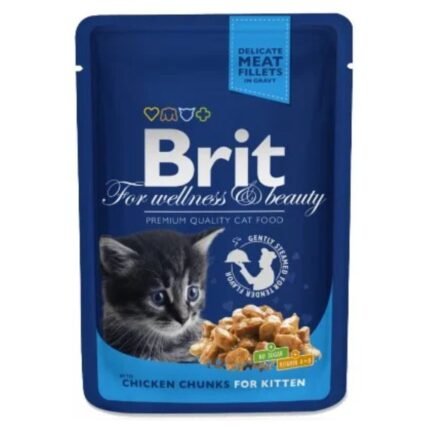 Brit Premium Pochon poulet tendre pour chaton 100g Kitten - 80% de viande et sous-produits animaux