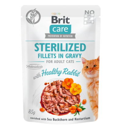 Brit Care Pochons Pour Chat Stérilisé Healthy Rabbit (Lapin) in Gravy 85 G