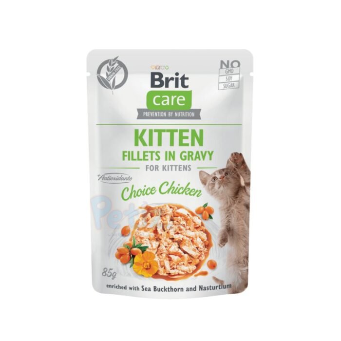 Brit Care Cat Kitten Fillets in Gravy – Nourriture humide pour chaton – Filets de poulet en sauce – 85g