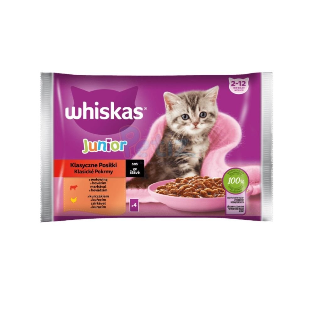 Whiskas Alimentation humide Sélection classique en sauce Junior 4 x 85g