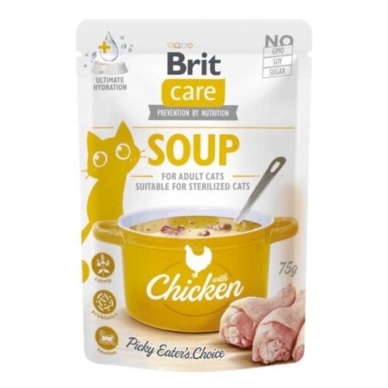Brit Care Cat Soup Chicken – Soupe Humide Sans Céréales au Poulet pour Chats Adultes – 75g