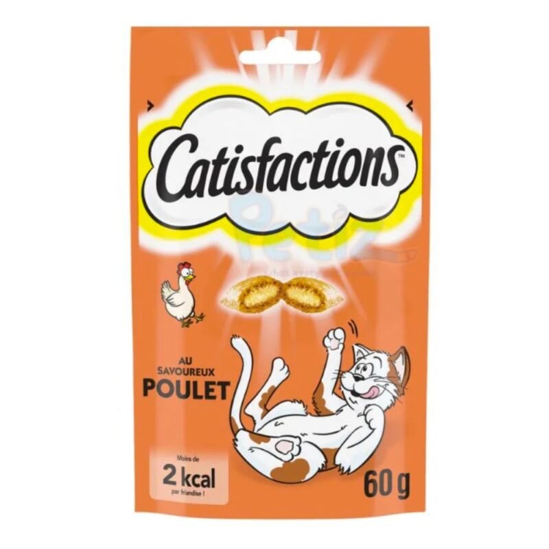 CATISFACTIONS Friandises au Poulet pour Chat et Chaton – Sachet Refermable 60g