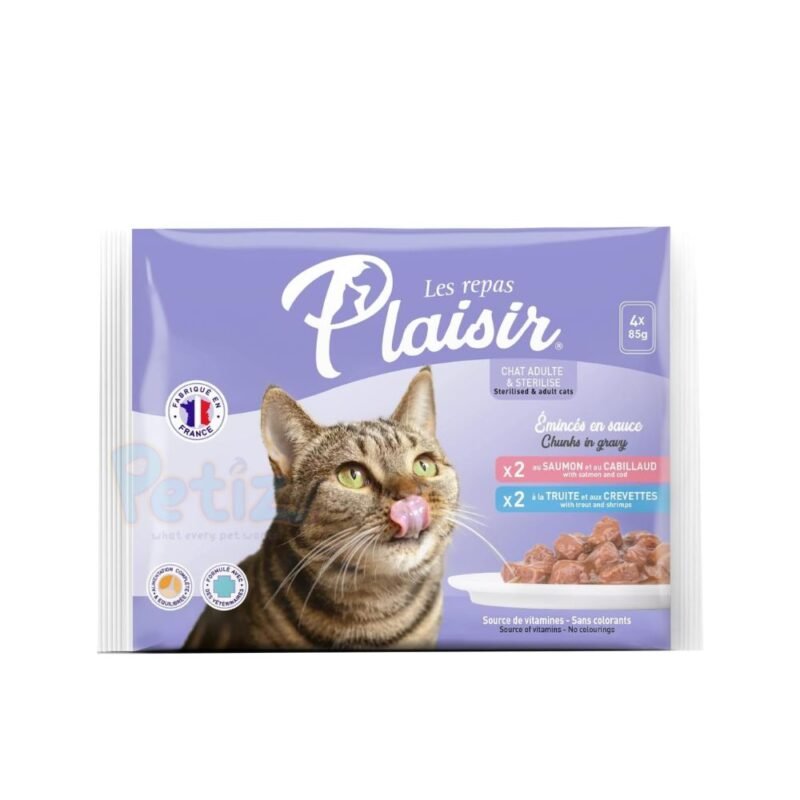 Plaisir Cats Chunks in Gravy 4x85g Salmon X2 Trout X2