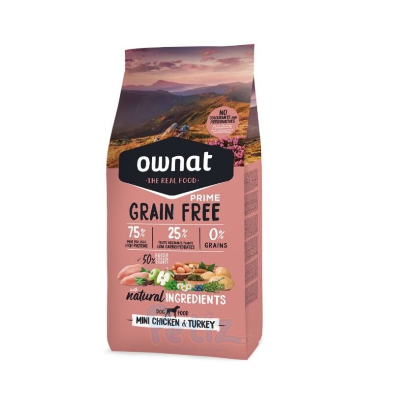 Ownat prime grain free mini chicken & turkey (chien) 3KG
