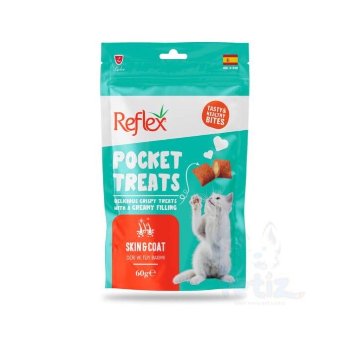 Pocket Treats Skin & Coat 60 g – Friandise riche en krill, biotine & vitamines pour pelage brillant