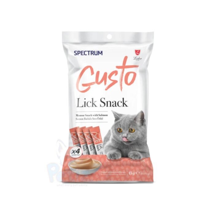 Spectrum Gusto – Lick Snack au Saumon pour Chats – Friandise Liquide Onctueuse