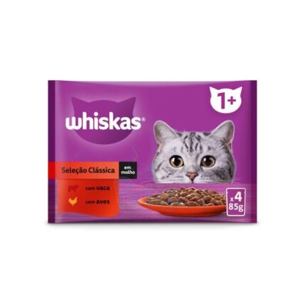 Whiskas Comida Húmida pour Chat Adulte – Viande – 4 x 85 g