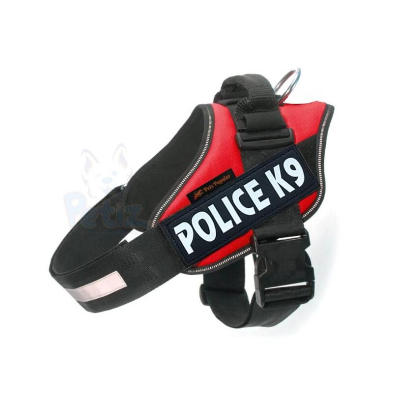 Pets Popular Police K9 Harnais Ajustable No Pull – Petit, Rouge