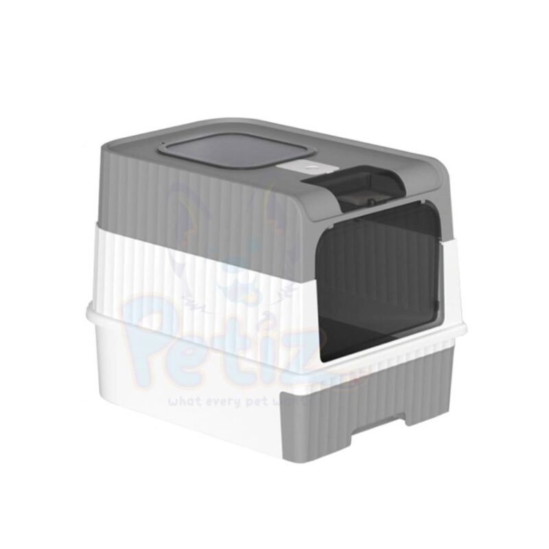 Boîte à Litière Fermée Pliable pour Chat – Grande, Anti-Odeurs avec Lampe UV et Pelle (Gris)