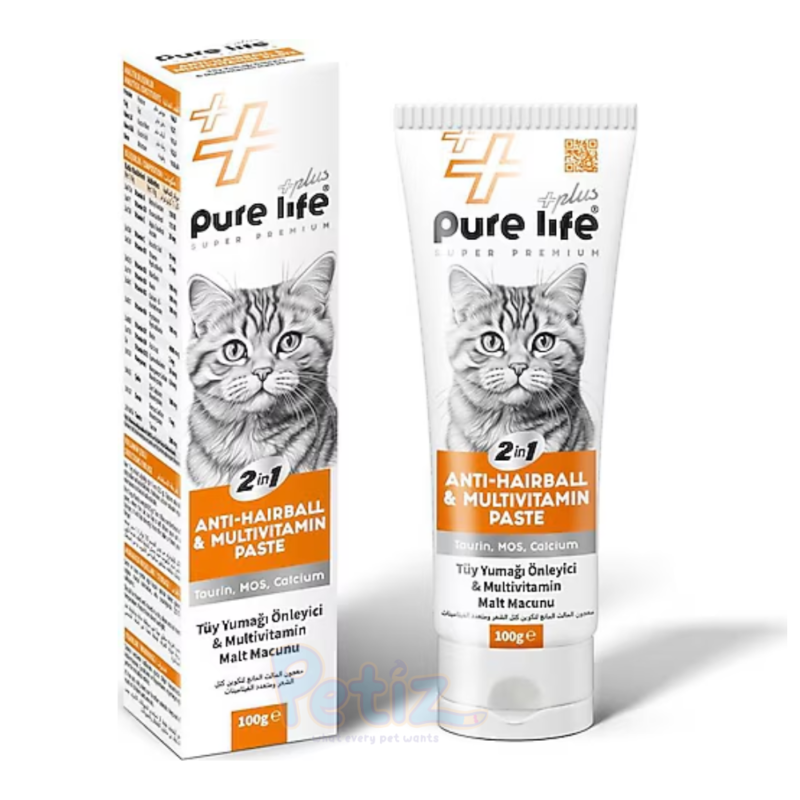 Pure Life Plus Anti-Hairball Multivitamin 100g Malt Cat Paste