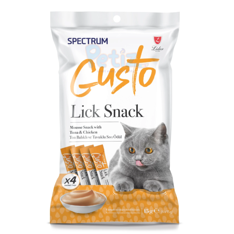 Spectrum Gusto – Lick Snack au Tuna & Chicken pour Chats – Friandise Liquide