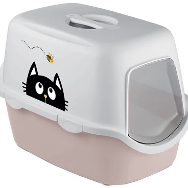 Bac à Litière CATHY Griffe Beige – Maison de Toilette Fermée pour Chat (Stephanplast)