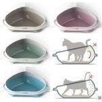 Bac à Litière d’Angle pour Chat – Rose | Gris | Bleu Ciel | Vert