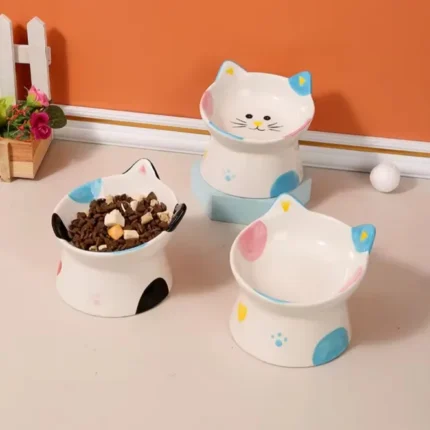 Gamelle Céramique Surélevée et Inclinée 15° pour Chat et Petit Chien