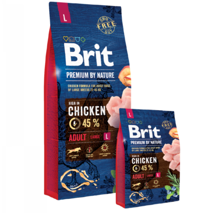 Croquettes pour Chiens Adultes Grandes Races au Poulet – Brit Premium by Nature (3 kg | 15 kg)