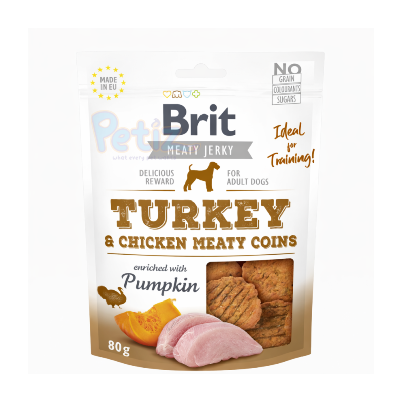 🍗 Brit Meat Jerky Snack : Pièces de Dinde Charnues (80g)