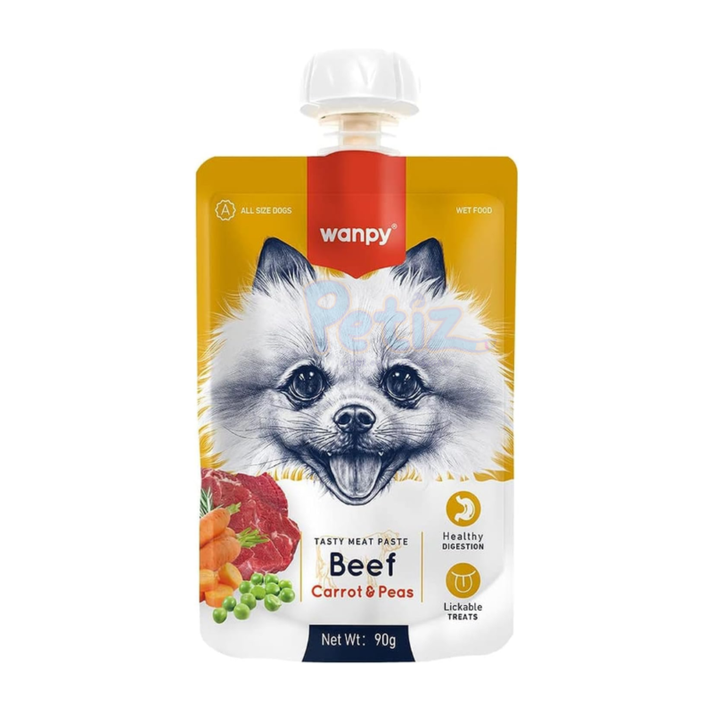 Wanpy Tasty Meat Paste – Bœuf Frais & Carottes (90 g)