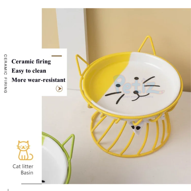 Gamelle Céramique Surélevée avec Support en Métal