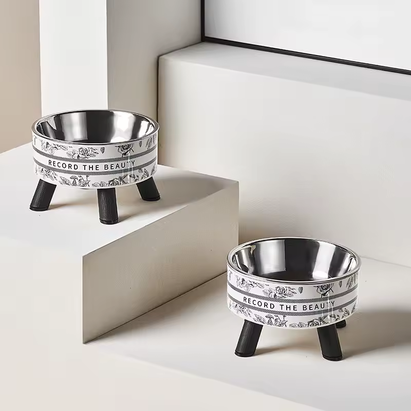 Gamelle Surélevée pour Chat avec Bol en Acier Inoxydable