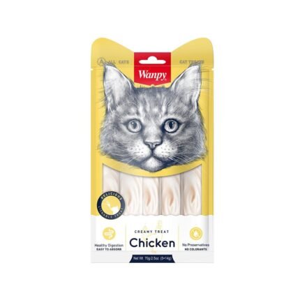 WANPY Creamy Chicken – Friandises Crémeuses à Lécher pour Chat (5 × 14 g)