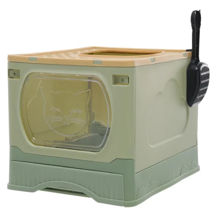 Bac à litière pliable et fermé pour chat, avec Sortie supérieure(60682)