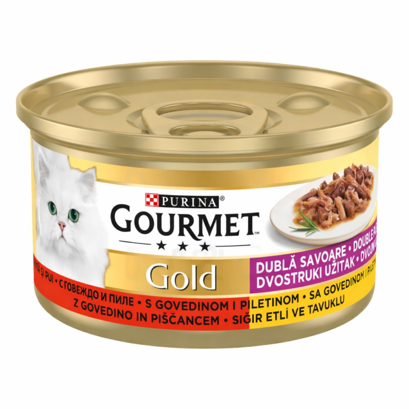 Gourmet Gold Double Pleasure Bœuf & Poulet 85g – Pâtée Premium pour Chat Adulte en Sauce