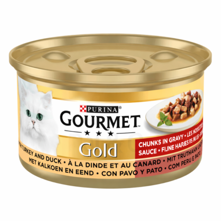 Gourmet Gold Casserole pour Chat au Canard & Dinde 85g – Pâtée Premium en Sauce pour Chat Adulte