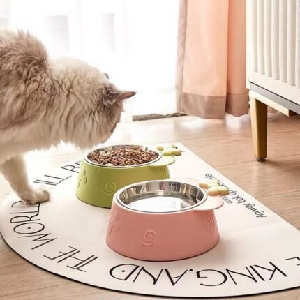 Pet Gamelle surélevée pour chat , gamelle d'eau avec support antidérapant, gamelle en acier inoxydable pour chien et chat, gamelle créative inclinée pour chiens et chats (rose)