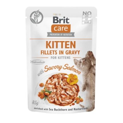 Brit Care Kitten Filets au Saumon en Sauce 85g | Pâtée Sans Céréales pour Chaton