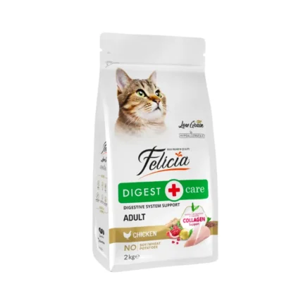Felicia Low Grain Digest Care Adult Chicken 2kg – Croquettes Chat Adulte Digestives au Poulet & Collagène