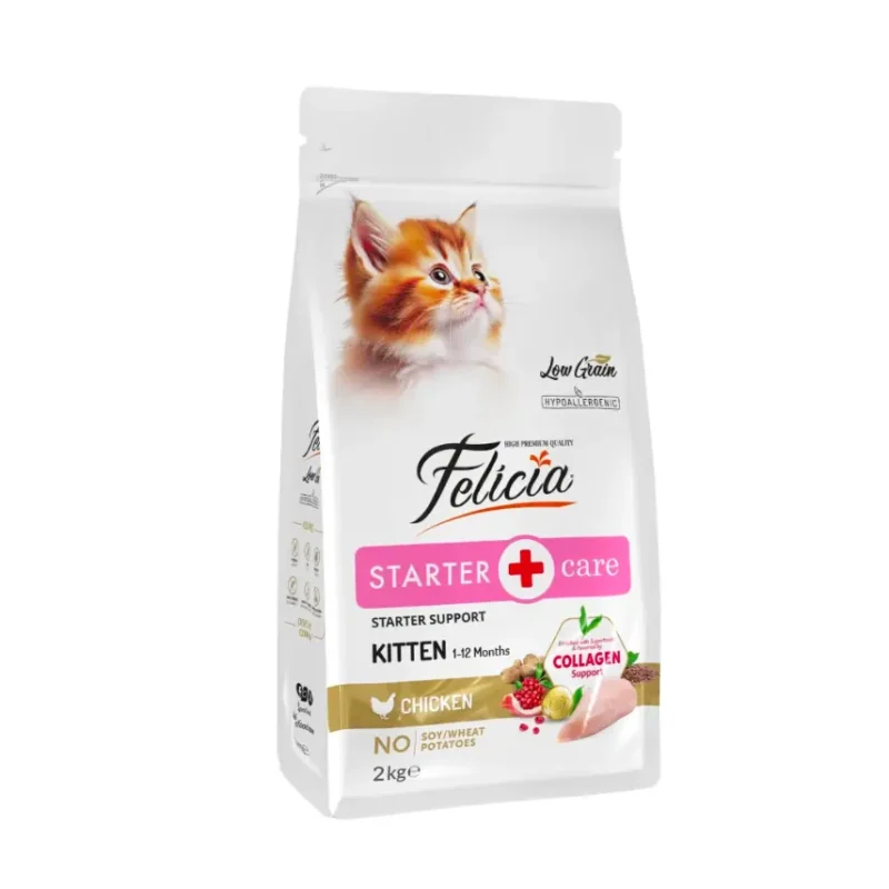 Croquettes Chaton Poulet 2kg Felicia – Low Grain au Collagène pour Chatons | Alimentation Hypoallergénique