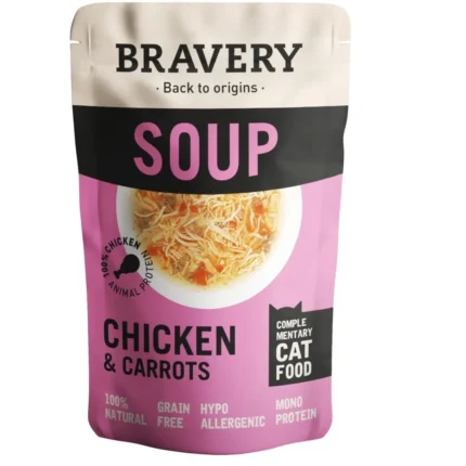 Bravery Soupe pour Chat Adulte 40g – Aliment Humide Naturel Riche en Protéines | Poulet