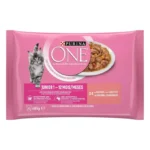 Purina ONE Junior Sachets pour Chaton au Saumon et Carottes 4 x 85 g | Aliment Humide Complet pour Chatons