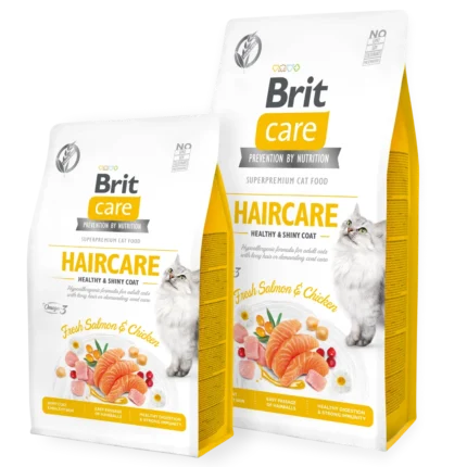 Brit Care Cat Grain-Free Haircare Healthy & Shiny Coat – Croquettes Sans Céréales pour Chats Adultes à Poils Longs et Pelage Sensible