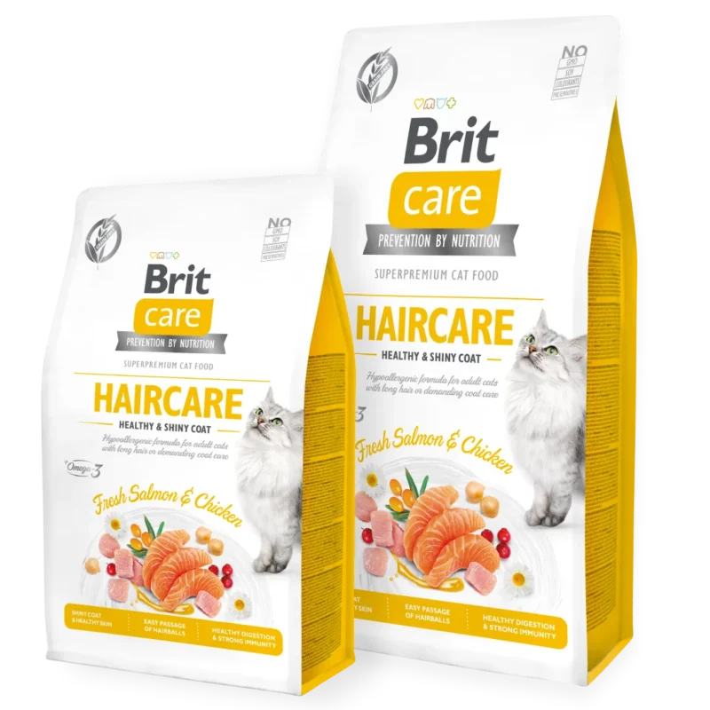 Brit Care Cat Grain-Free Haircare Healthy & Shiny Coat – Croquettes Sans Céréales pour Chats Adultes à Poils Longs et Pelage Sensible