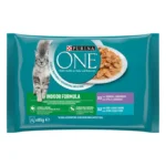 Purina ONE Adult Indoor Sachets Fraîcheur en Sauce 4 x 85 g pour Chat d’Intérieur