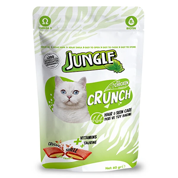 Jungle Biscuits Crunch Hair & Skin au Poulet 60g pour Chat
