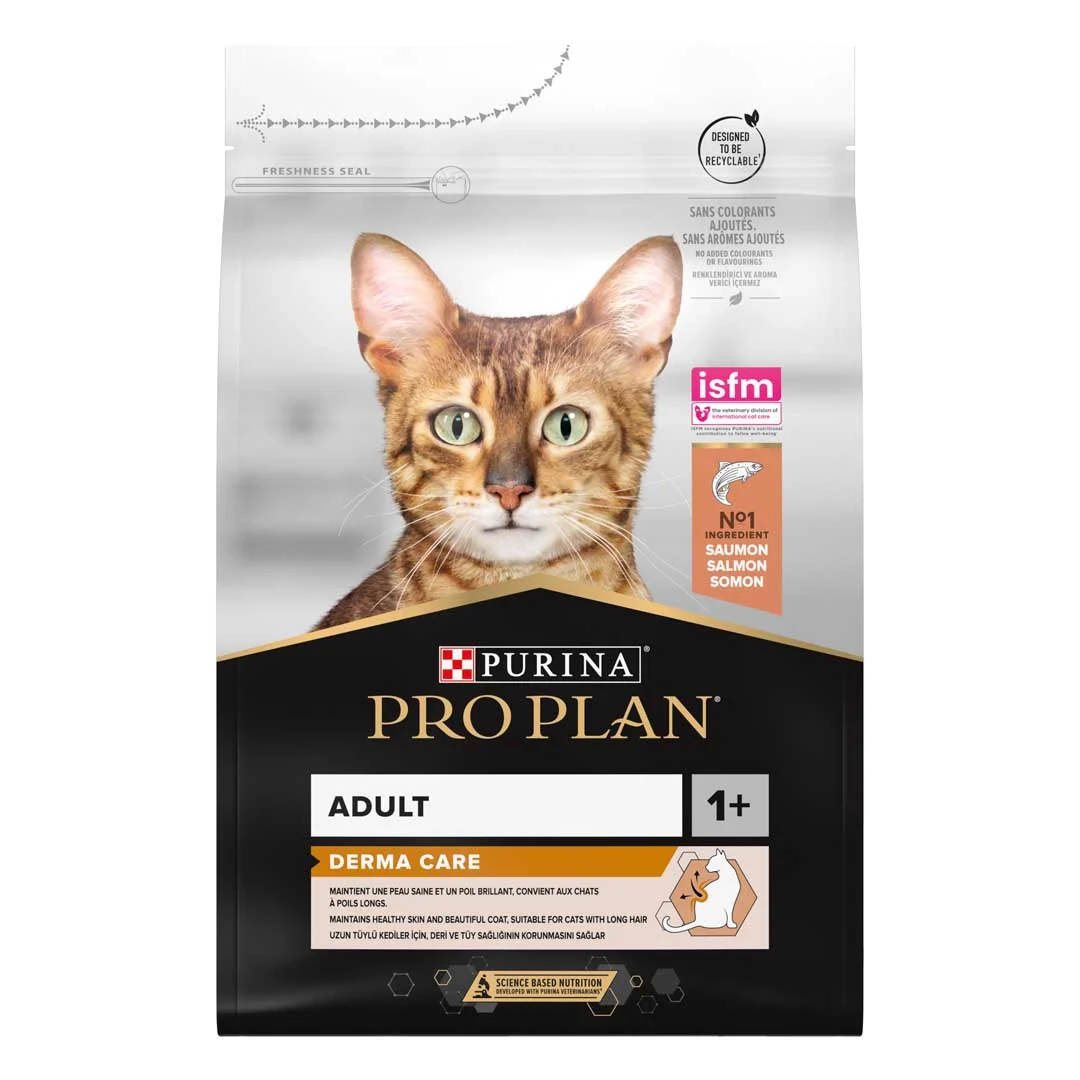 07613036529181_c1n1_44201800_1 Purina Pro Plan Derma Care Saumon pour Chat Adulte à Poils Longs - Croquettes pour Peau Saine et Pelage Brillant