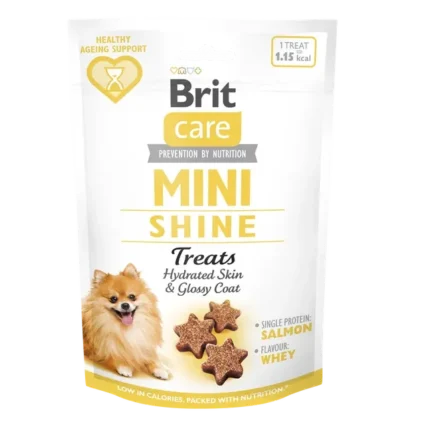 Brit Care Dog Treats Mini Shine 50g - Friandises Fonctionnelles pour Pelage Brillant et Peau Saine des Petits Chiens