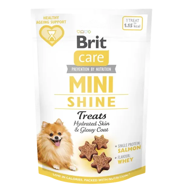 Brit Care Dog Treats Mini Shine 50g - Friandises Fonctionnelles pour Pelage Brillant et Peau Saine des Petits Chiens