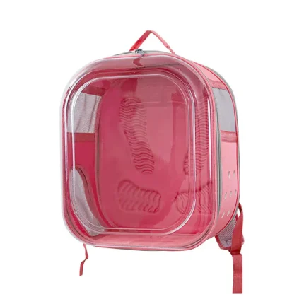Sac à Dos de Transport Transparent Rose pour Chat et Petit Chien jusqu'à 8 kg | Sac de Voyage Respirant pour Animaux