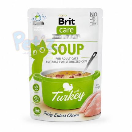 Brit Care Cat Soup Turkey – Soupe Humide Sans Céréales au Dinde pour Chats Adultes – 75g