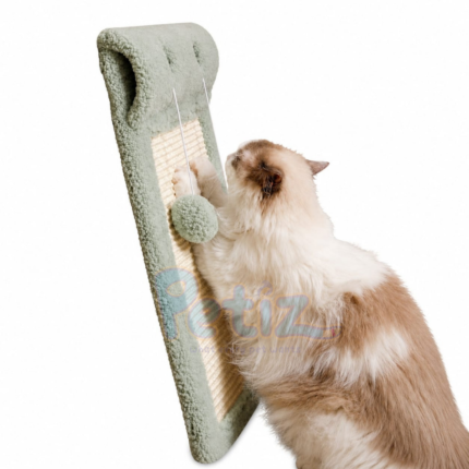 Griffoir Mural pour Chat en Sisal avec 2 Balles Suspendues – 58 × 37 cm – Grattoir Mural Résistant
